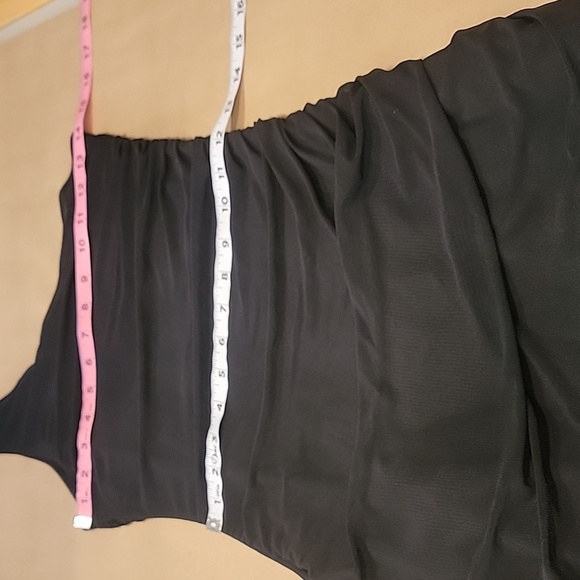 SHEIN Size S (4) Black Asymmetrical Hem Ruched Bodycon Rosette Embellished Dress - Picture 8 of 15